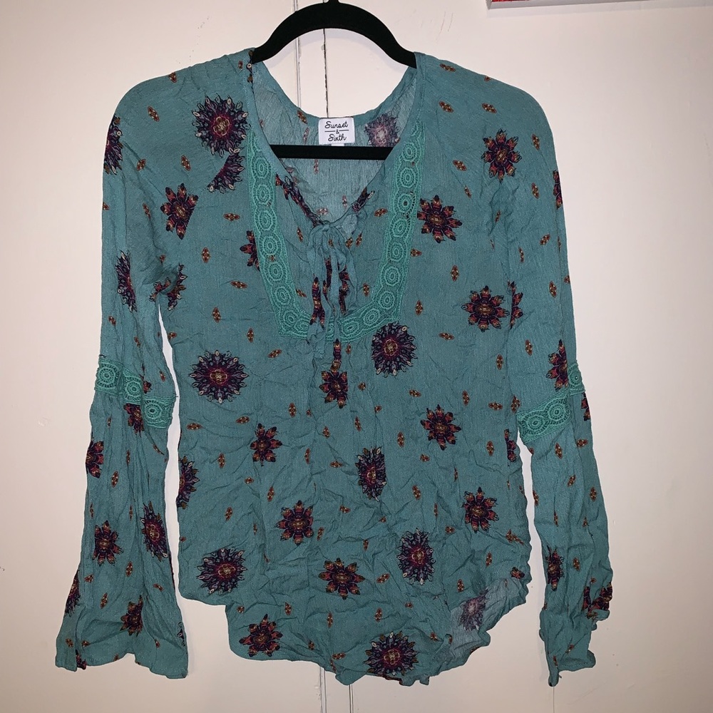 Green floral shirt